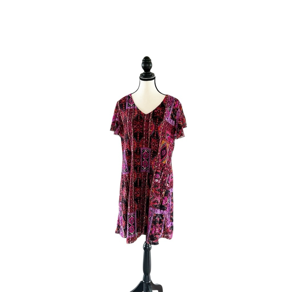 Vibrant Clientele Dress Size L Playful Prints Summer Spring Flowy